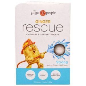 The Ginger People, Jengibre al rescate, tabletas de jengibre masticables, fuerte, 24 tabletas (15,6 g)