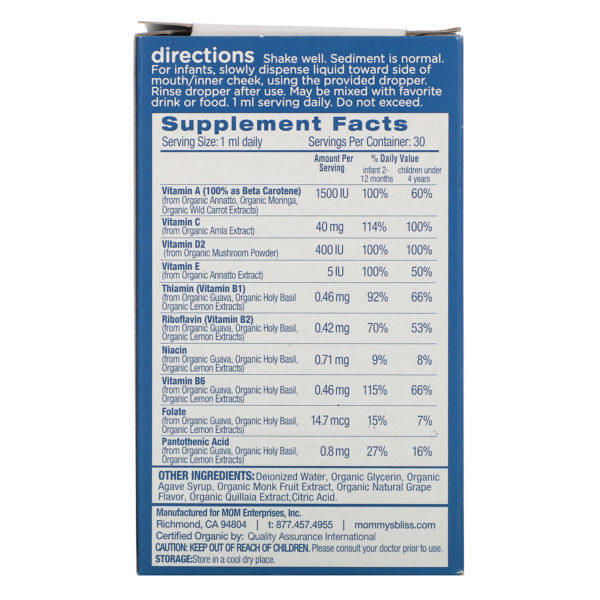 Mommy's Bliss, Multivitamina, gotas orgánicas, +2 meses, sabor a uva natural, 1 fl oz (30 ml) - Imagen 2