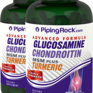 Glucosamina, condroitina, MSM Plus de triple concentración avanzada Cúrcuma, 360 Comprimidos recubiertos, 2  Botellas/Frascos