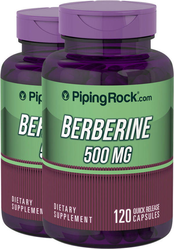Berberina HCL, 500 mg, 120 Cápsulas de liberación rápida, 2  Botellas/Frascos