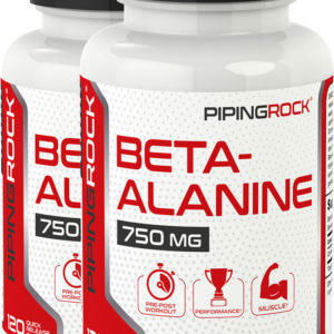 Beta-Alanina , 750 mg, 120 Cápsulas de liberación rápida, 2  Botellas/Frascos