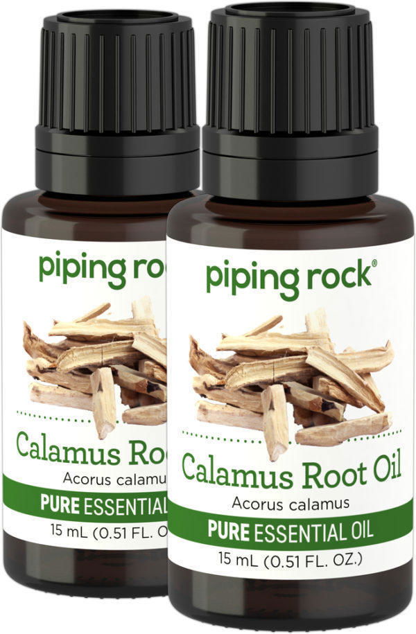 Aceite esencial de raíz de cálamo y benjuí, puro (GC/MS Probado), 1/2 fl oz (15 mL) Frasco con dosificador, 2  Frascos con dosificador