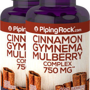 Complejo de canela gimnema mora , 750 mg, 180 Cápsulas de liberación rápida, 2  Botellas/Frascos