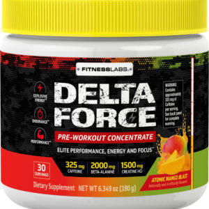 Concentrado en polvo para antes de hacer ejercicio Delta Force (sabor Atomic Mango Blast), 6.34 oz (180 g) Botella/Frasco