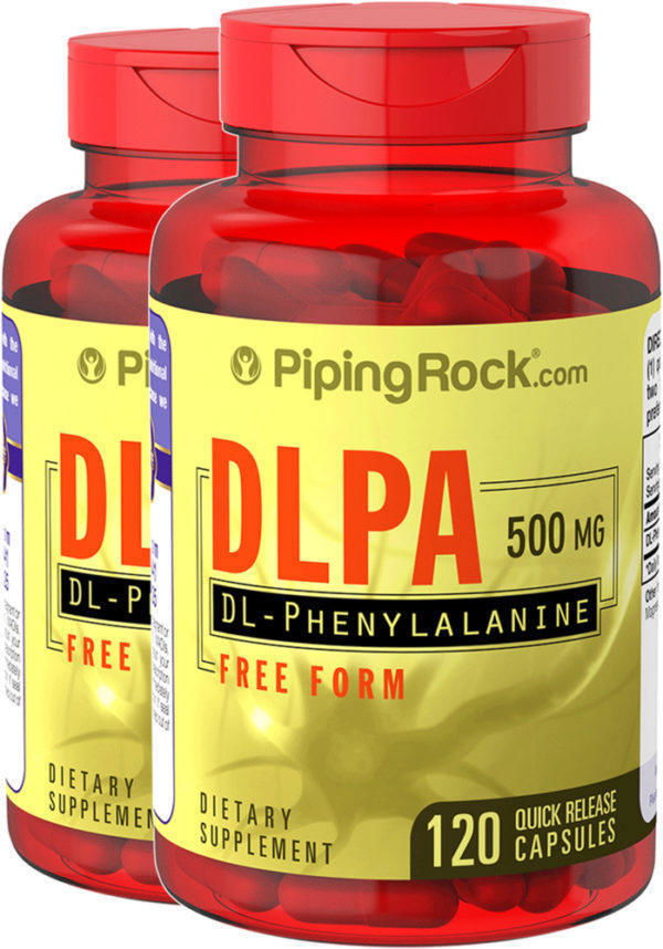 DL-Fenilalanina (DLPA), 500 mg, 120 Cápsulas de liberación rápida, 2  Botellas/Frascos