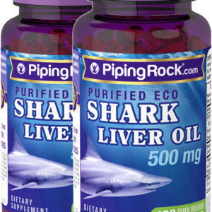 Aceite de hígado de tiburón ecológico, 500 mg, 100 Cápsulas blandas de liberación rápida, 2  Botellas/Frascos