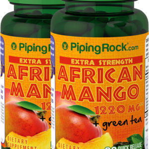 Mango africanoy té verde doble energía, 1220 mg, 90 Cápsulas de liberación rápida, 2  Botellas/Frascos