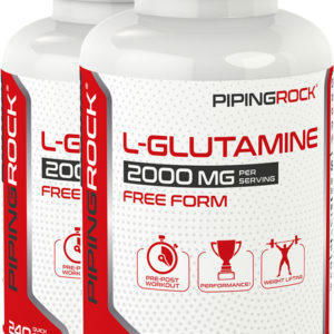L-Glutamina, 2000mg (por dosis), 240 Cápsulas de liberación rápida, 2  Botellas/Frascos