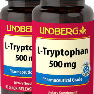 L-triptófano , 500 mg, 60 Cápsulas de liberación rápida, 2  Botellas/Frascos