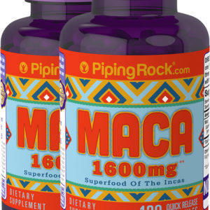 Maca , 1600 mg, 120 Cápsulas de liberación rápida, 2  Botellas/Frascos