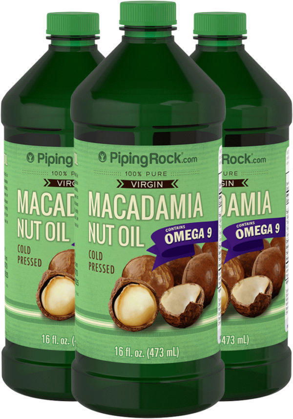 Aceite de nuez de macadamia, 16 fl oz (473 mL) Botellas/Frascos, 3  Botellas/Frascos