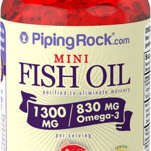 Minicápsulas de aceite de pescado Omega-3, sabor limón, 415 mg, 1300 mg, 100 Cápsulas blandas de liberación rápida