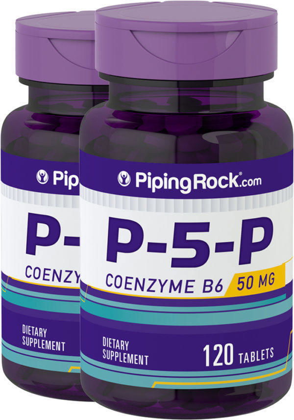 P-5-P (piridoxal 5-fosfato) vitamina B-6 con coencimas, 50 mg, 120 Comprimido, 2  Botellas/Frascos