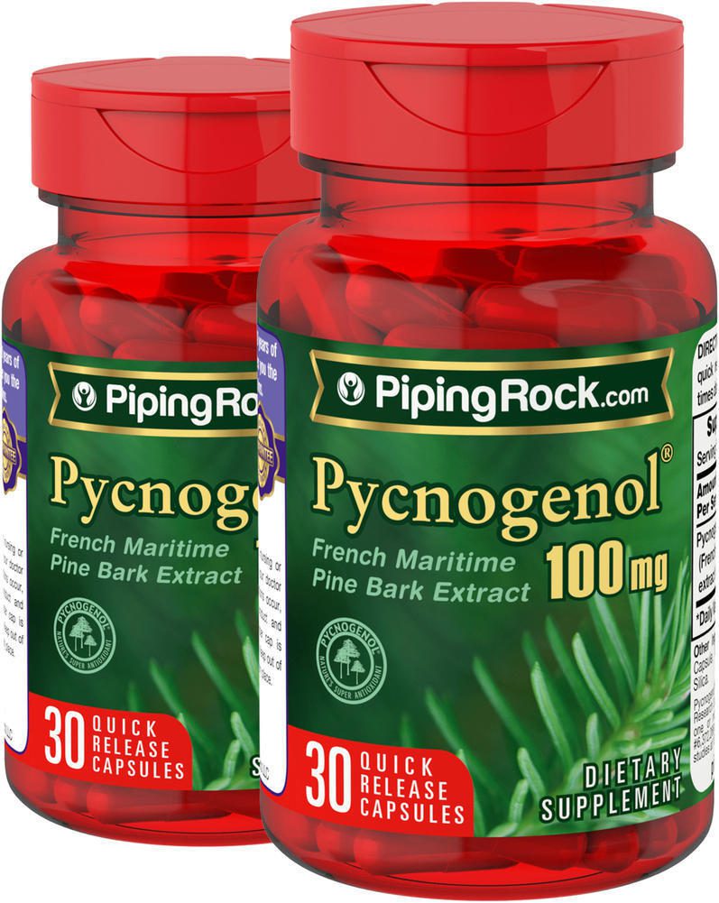 Pycnogenol , 100 mg, 30 Cápsulas de liberación rápida, 2 Botellas