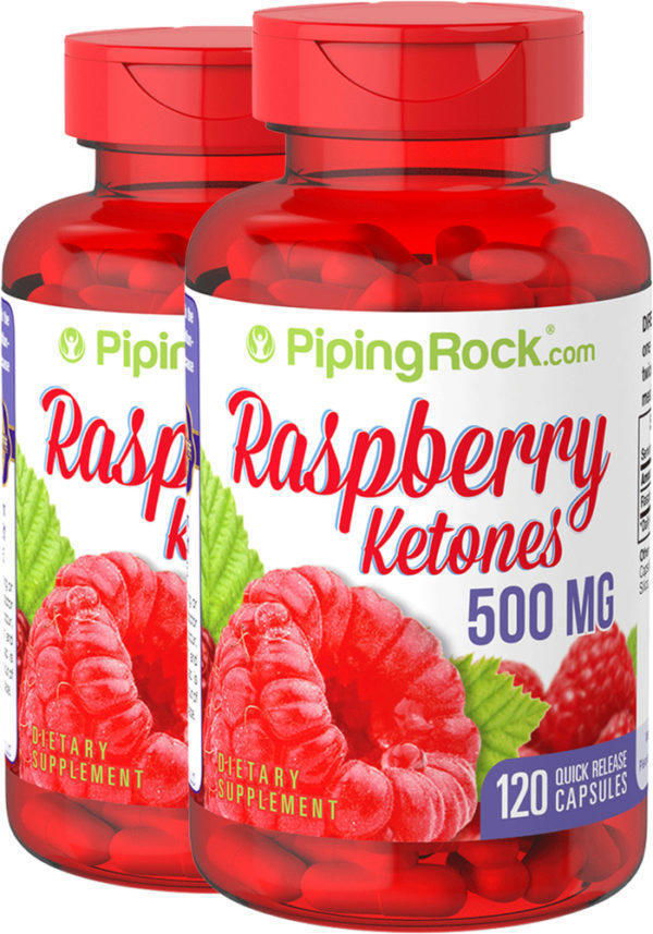 Cetonas de frambuesa , 500 mg, 120 Cápsulas de liberación rápida, 2  Botellas/Frascos