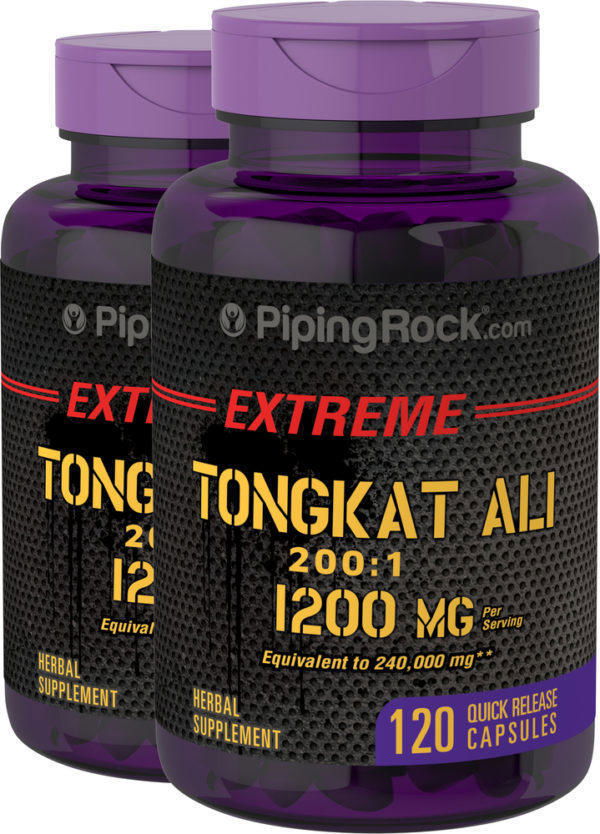 Tongkat Ali - LongJack, 1200 mg (por porción), 120 Cápsulas de liberación rápida, 2  Botellas/Frascos