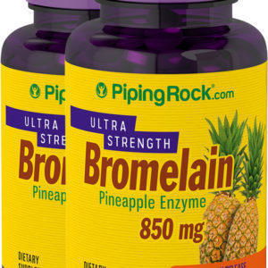 Bromelina doble acción , 850 mg, 120 Cápsulas de liberación rápida, 2  Botellas/Frascos