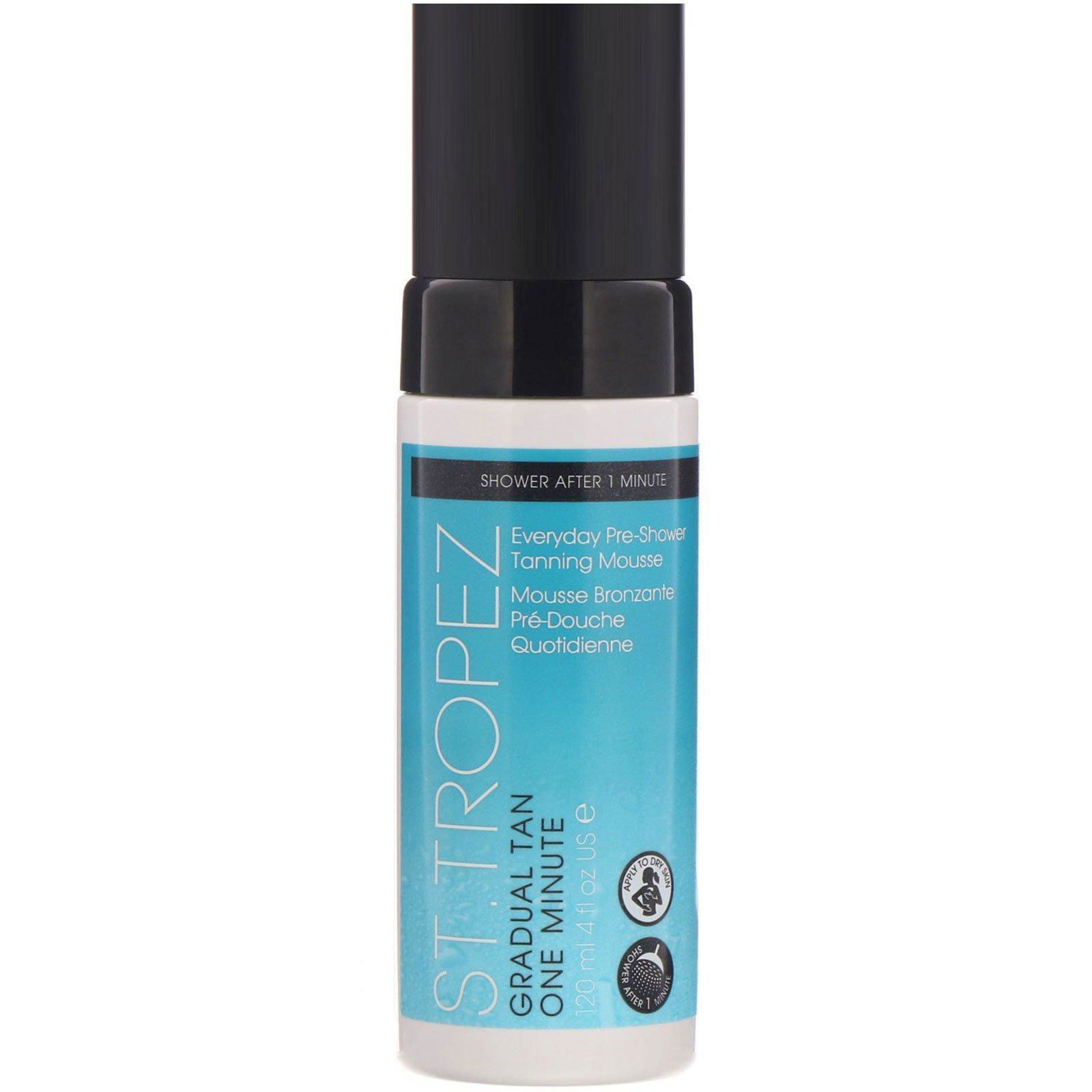 St. Tropez, Bronceado gradual, En un minuto, Mousse bronceador de aplicación diaria previa a la ducha, 120 ml (4 oz. líq.)