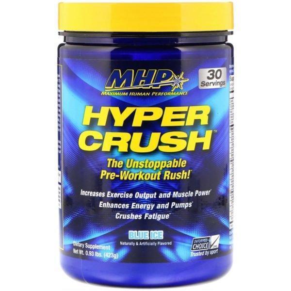 MHP, Suplemento dietario Hyper Crush, para antes del entrenamiento, hielo azul, 0.93 lbs. (423 gr.)