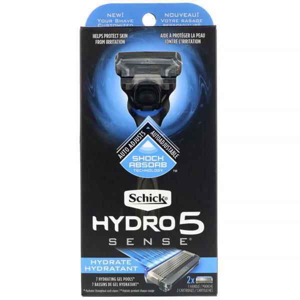 Schick, Hydro 5 Sense, Hidratante, 1 rasuradora, 2 cabezales