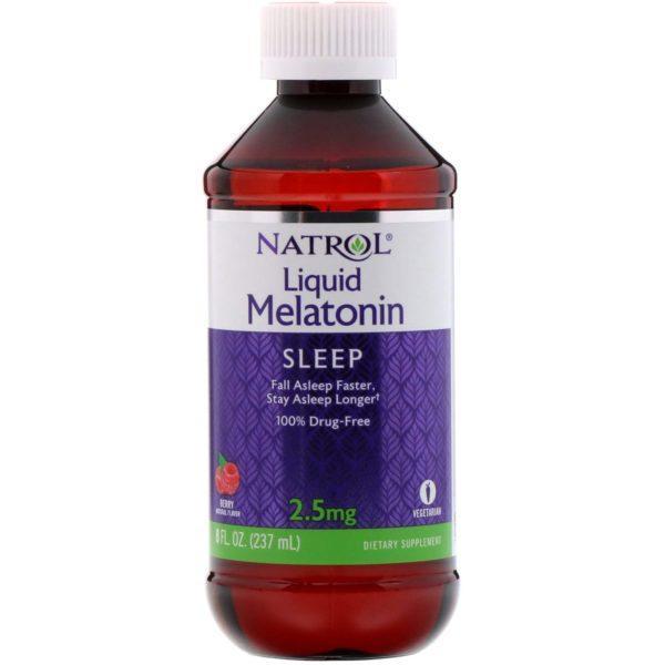 Natrol, Melatonina líquida, para dormir, sabor natural a bayas, 2.5 mg., 8 fl. oz. (237 ml.)