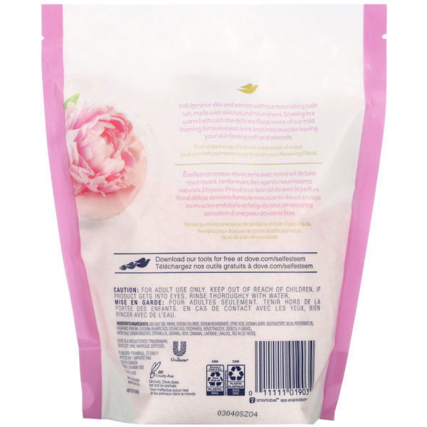 Dove, Nourishing Secrets, Nourishing Bath Salts, Peony and Rose Scent, 28 oz (793 g) - Imagen 2