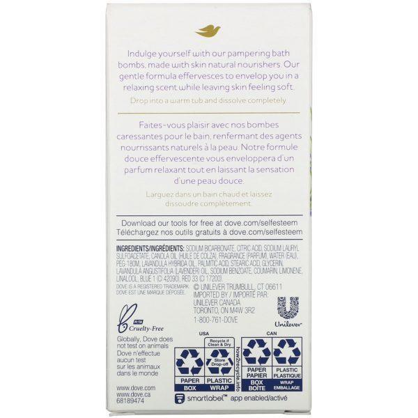 Dove, Nourishing Secrets, Bath Bombs, Lavender and Chamomile Scent, 2 Bath Bombs, 2.8 oz (79 g) Each - Imagen 2