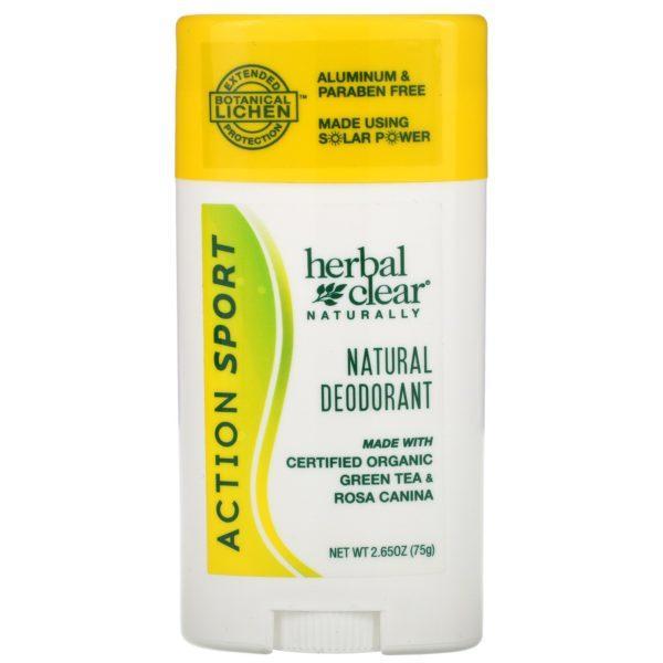 21st Century, Herbal Clear Naturally, Natural Deodorant, Action Sport, 2.65 oz (75 g)