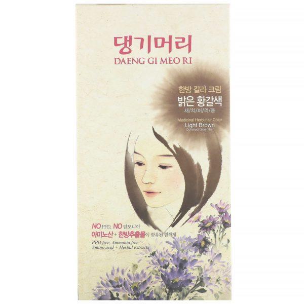 Doori Cosmetics, Daeng Gi Meo Ri, Tintura para el cabello con hierbas medicinales, Marrón claro, 1 kit - Imagen 2