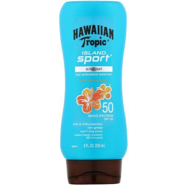 Hawaiian Tropic, Island Sport, Protector solar de amplio espectro, FPS 50, Tropical suave, 236 ml (8 oz. líq.)