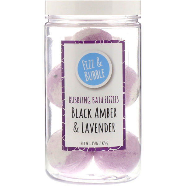 Fizz & Bubble, Bolas efervescentes y burbujeantes, Ámbar negro y lavanda, 425 g (15 oz)