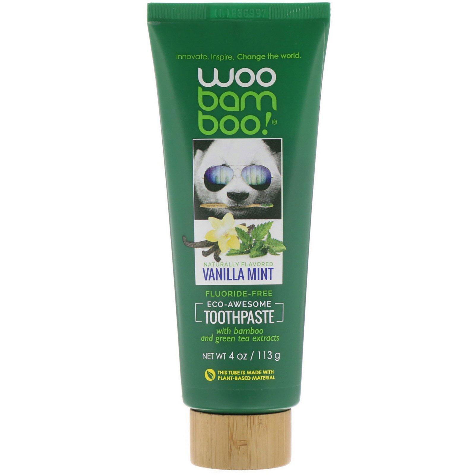 Woobamboo, Pasta dental Eco-Awesome, sin fluoruro, vainilla y menta, 113 g (4 oz)