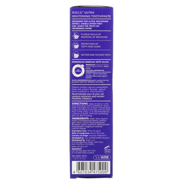R.O.C.S., Ultra Whitening Toothpaste, 3.3 oz (94 g) - Imagen 3