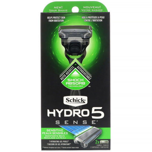Schick, Hydro 5 Sense, Para piel sensible, 1 rasuradora, 2 cabezales