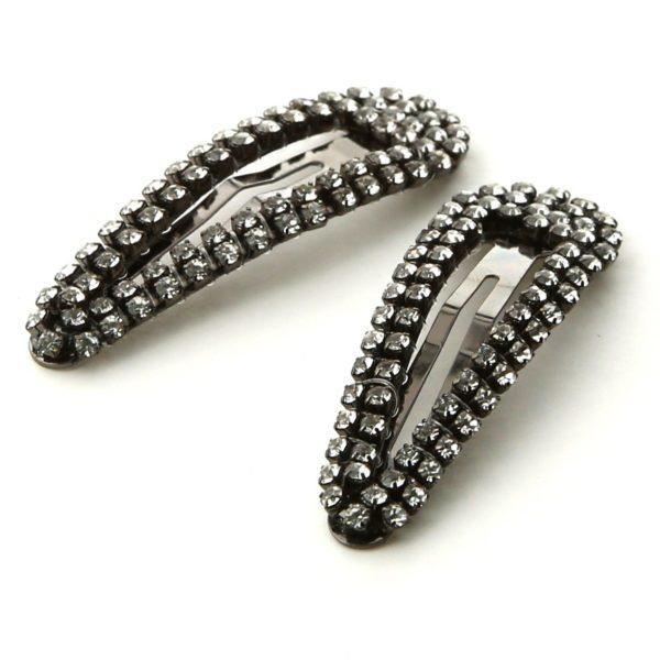 Kitsch, Rhinestone Snap Clips, Hematite, 2 Pieces - Imagen 4