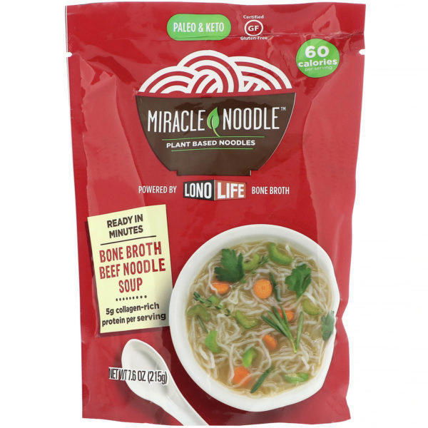 Miracle Noodle, Sopa de fideos con caldo de huesos, Carne vacuna, 215 g (7,6 oz)