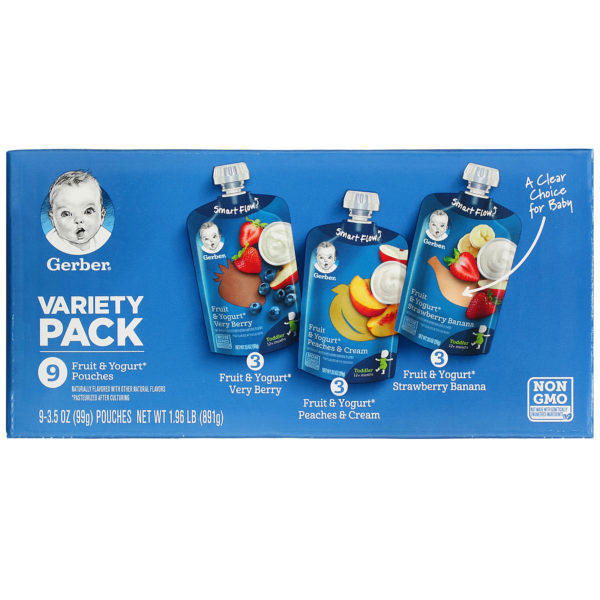 Gerber, Variety Pack, 12+ Months, Fruit & Yogurt, 9 Pouches, 3.5 oz (99 g) Each - Imagen 2