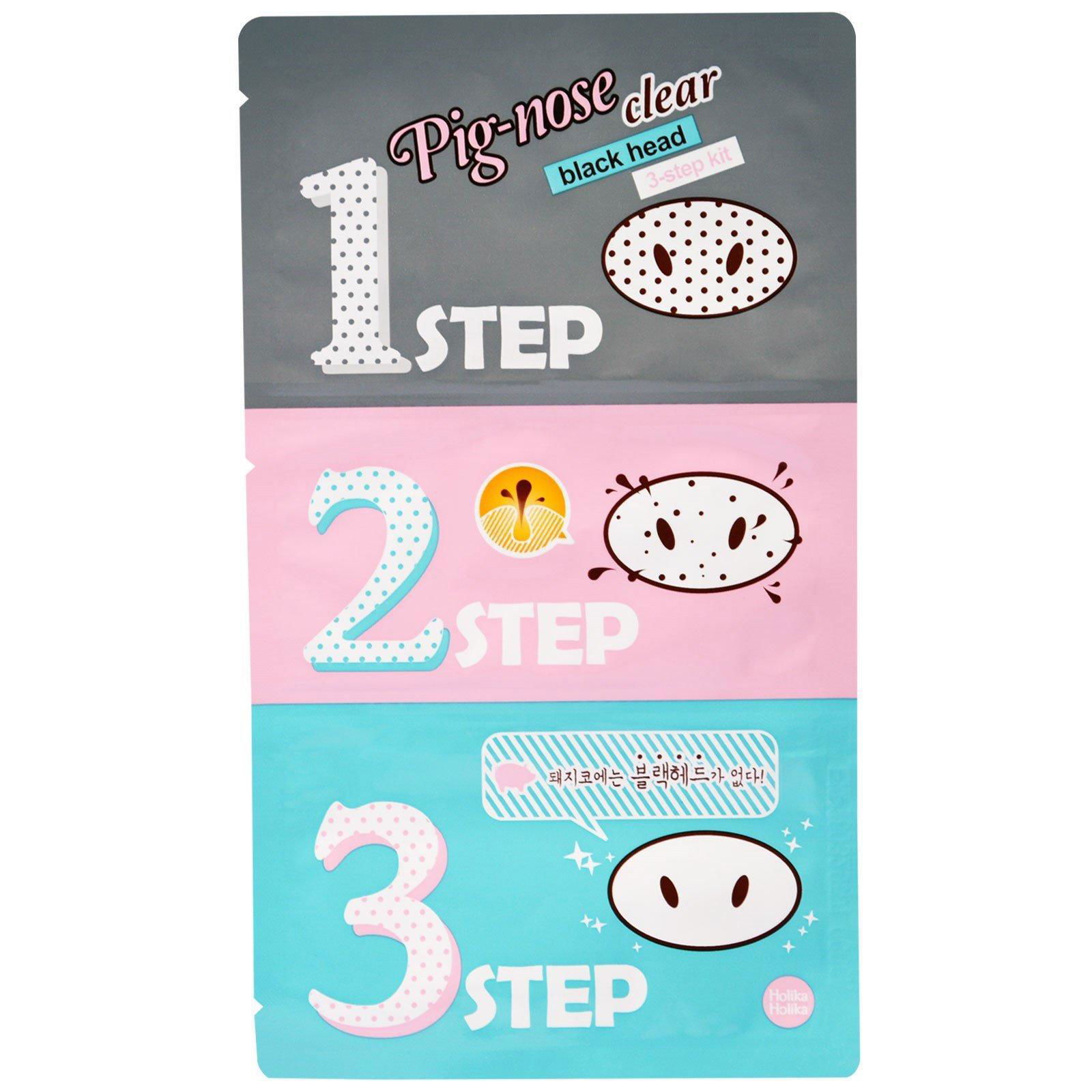 Holika Holika, Pig-Nose Clear Blackhead, juego de 3 pasos, 1 tratamiento