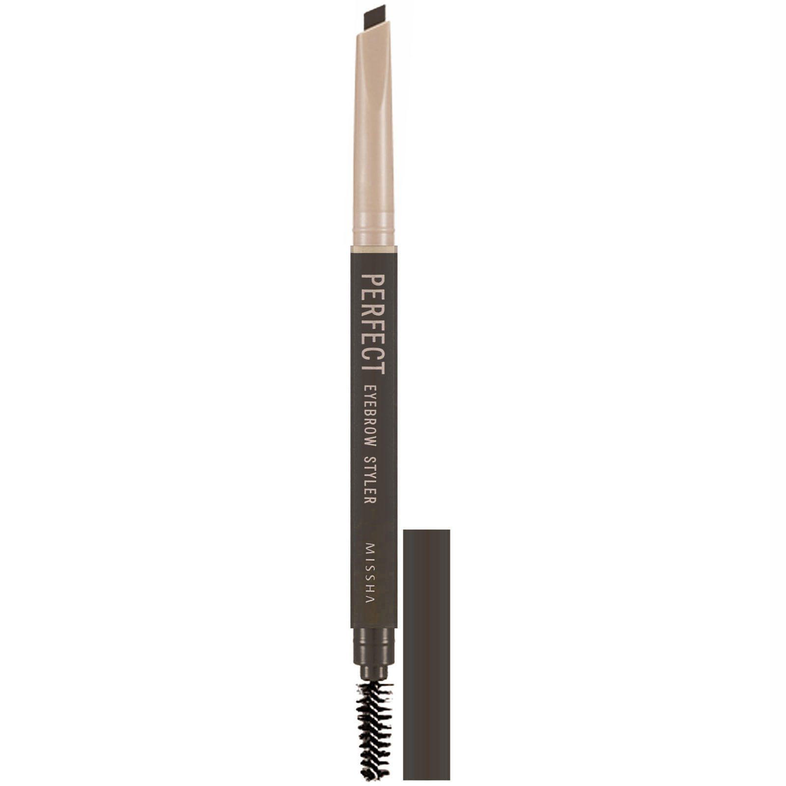 Missha, Perfect Eyebrow Styler, Lápiz estilizador para cejas, Marrón oscuro, 0,35 g