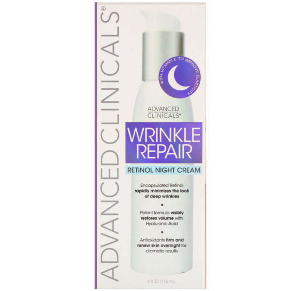 Advanced Clinicals, Wrinkle Repair, Retinol Night Cream, 4 fl oz (118 ml) - Imagen 2