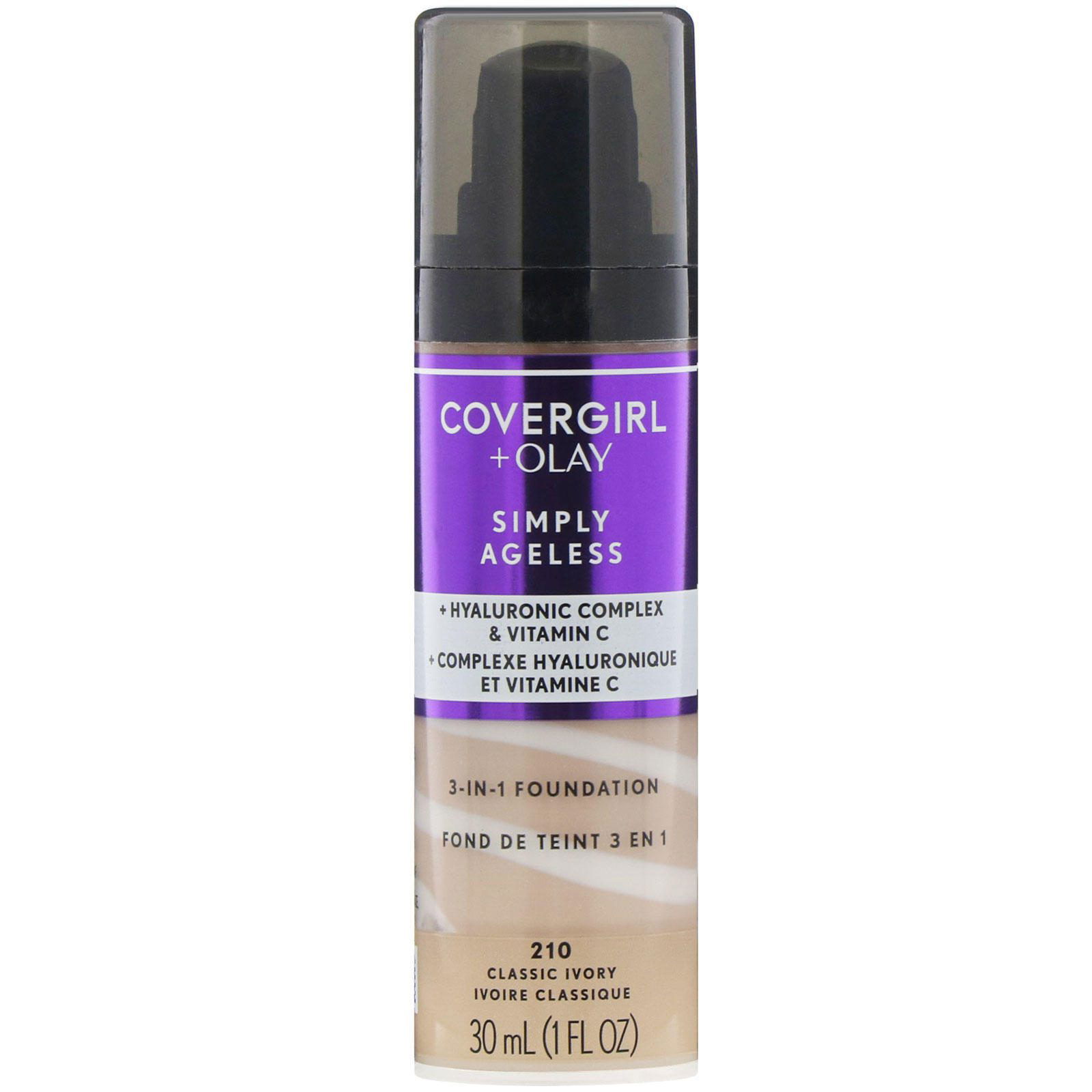 Covergirl, Olay, Simply Ageless, Base 3 en 1, 210 Marfil clásico, 30 ml (1 oz. líq.)