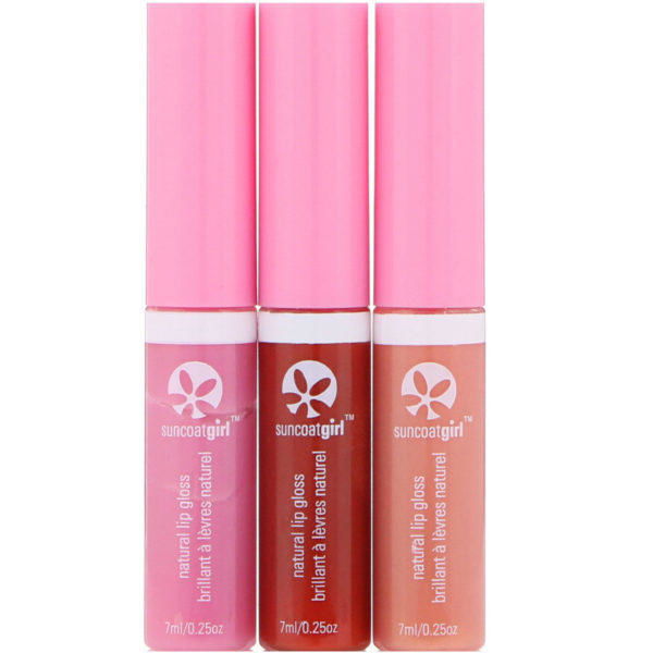 SuncoatGirl, Gloss labial natural, Paquete de 3 piezas, 7 ml (0,23 oz) cada uno