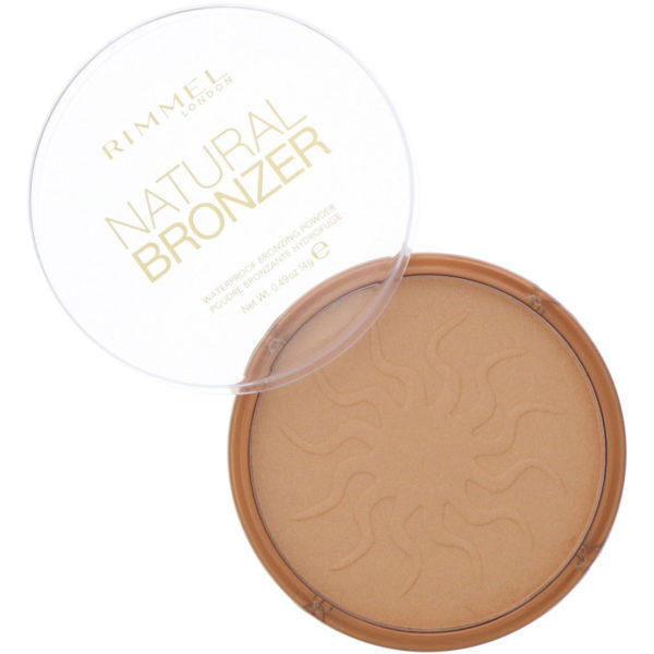 Rimmel London, Natural Bronzer, Polvo bronceador a prueba de agua, 021 Luz de sol, 14 g (0,49 oz)