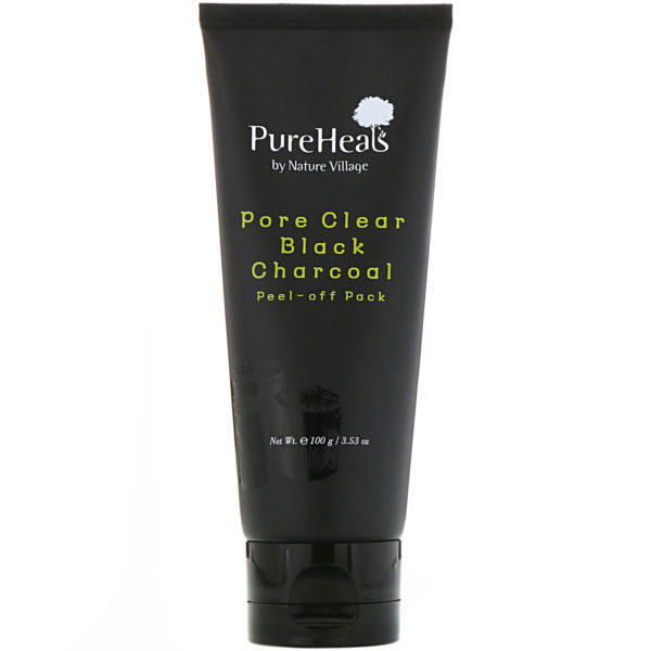 PureHeals, Carbón vegetal negro para limpieza de poros, Mascarilla desprendible, 100 g (3,53 oz)