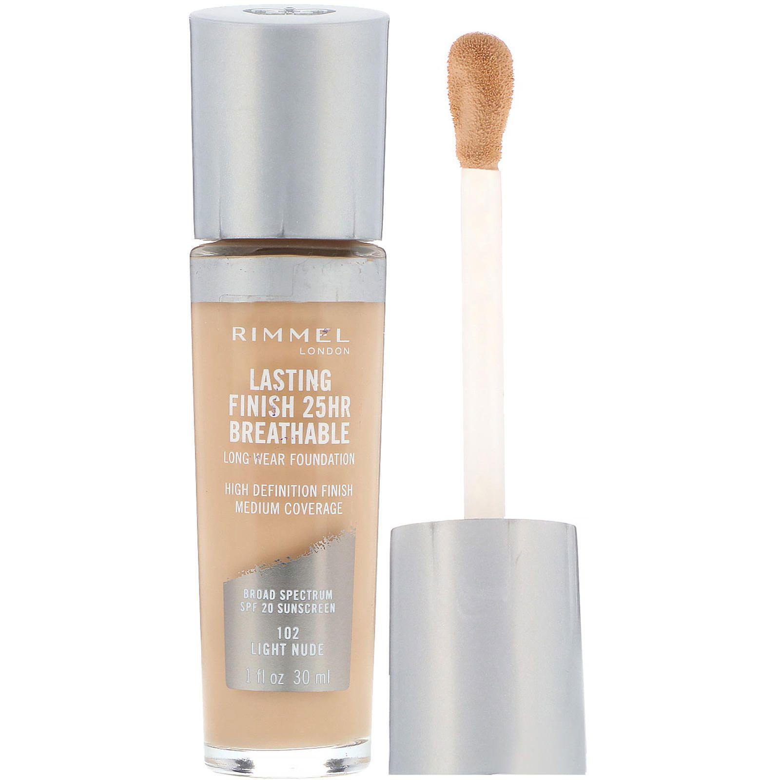 Rimmel London, Lasting Finish 25HR, Base transpirable de larga duración y acabado perdurable, 102 Natural claro, 30 ml (1 oz. líq.)