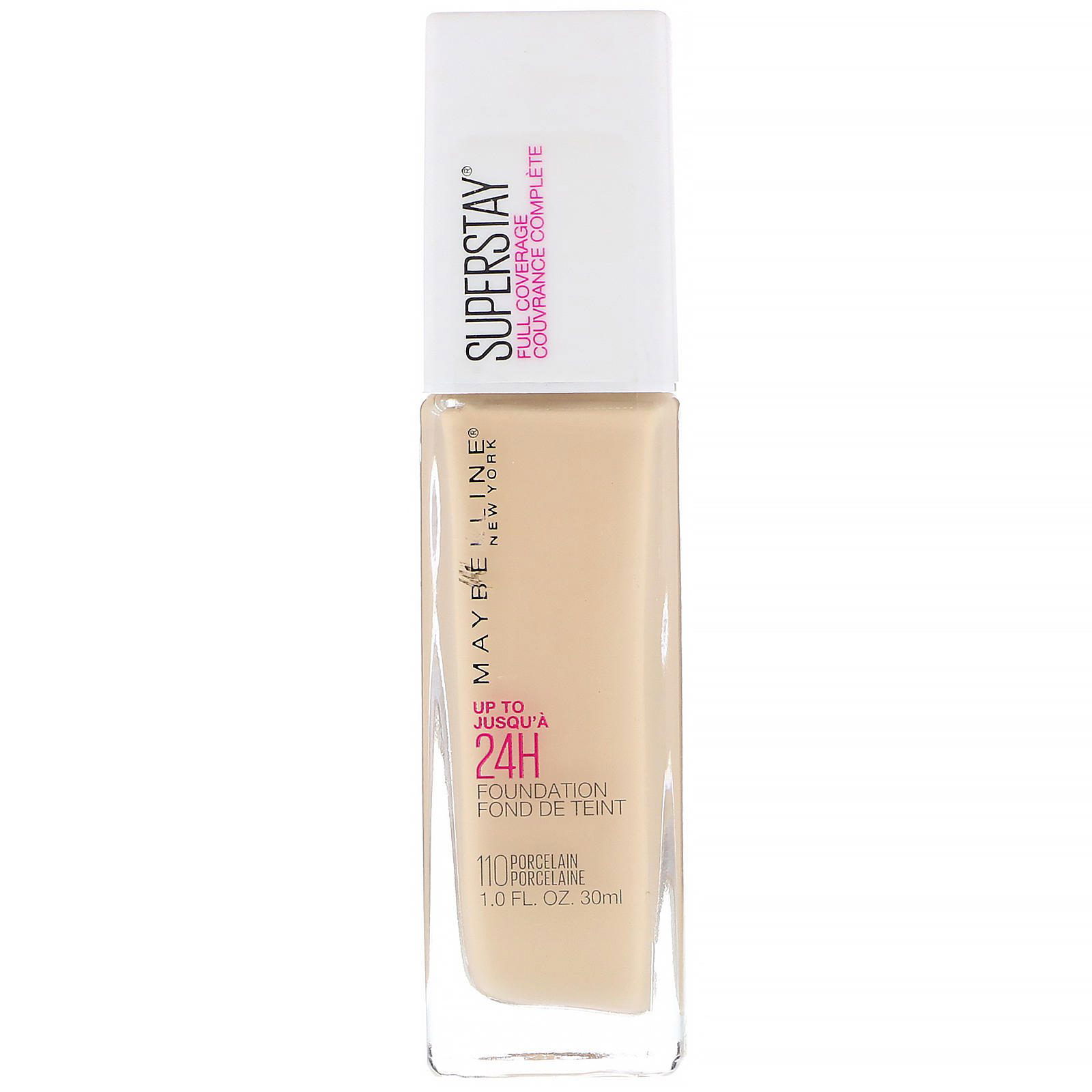 Maybelline, Super Stay, Base de cobertura total, 110 Porcelain (porcelana), 30 ml (1 oz. líq.)