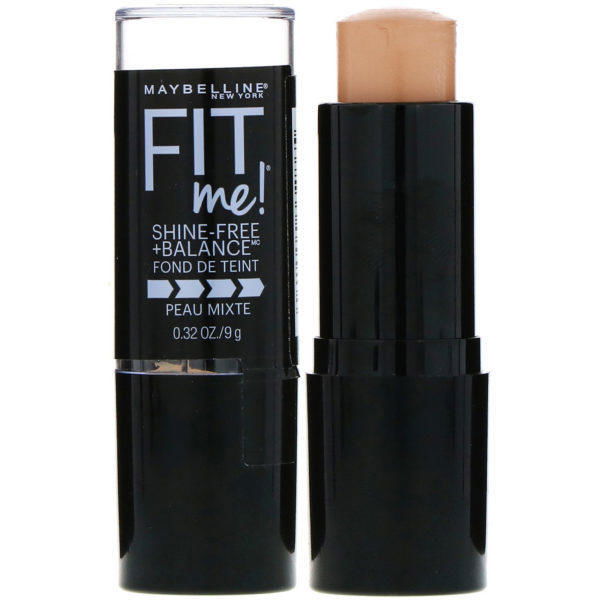 Maybelline, Fit Me, Shine-Free + Balance, Base de maquillaje en barra, 130 Buff Beige (beige gamuzado), 9 g (0,32 oz)