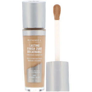 Rimmel London, Base transpirable de larga duración y acabado perdurable Lasting Finish 25HR, FPS 20, 400 Beige natural, 30 ml (1 oz. líq.)