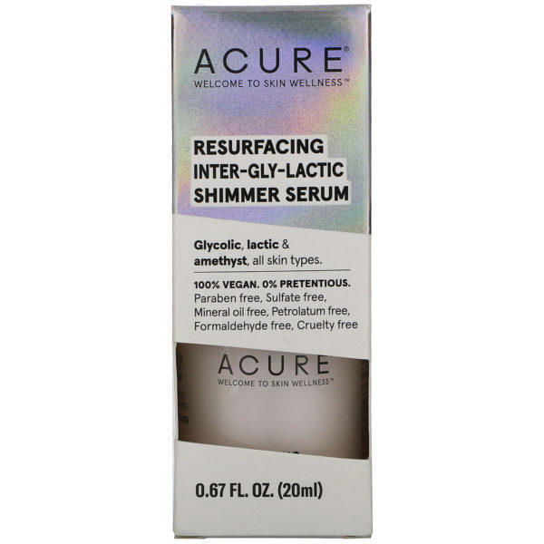 Acure, Resurfacing Inter-Gly-Lactic Shimmer Serum, 0.67 fl oz (20 ml) - Imagen 2