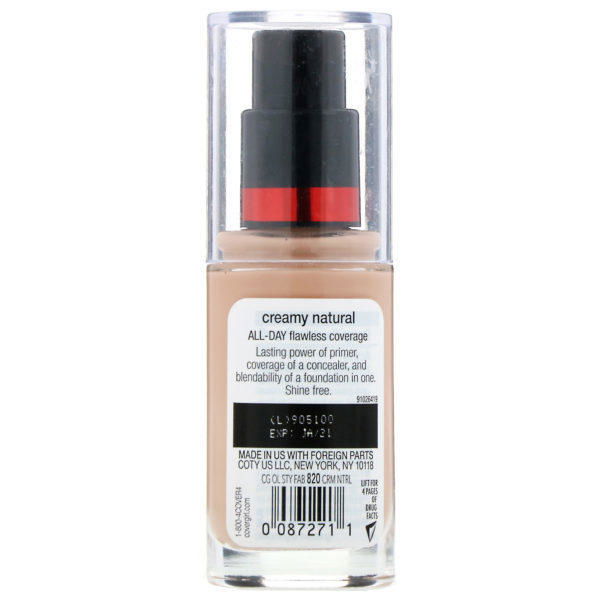 Covergirl, Outlast All-Day, Stay Fabulous, Base 3 en 1, 820 Natural cremoso, 30 ml (1 oz. líq.) - Imagen 2